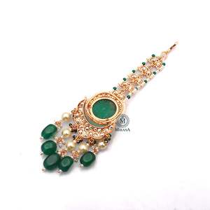 Shalvi Emerald Green Polki Designer Tika for Casual Wear Brass - Product Image 5
