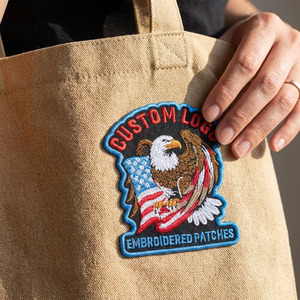 Patchs en toile brodés personnalisés avec logo, motif Aigle Américain Cœur, fermeture auto-agrippante irrégulière pour vêtements et sacs - Product Image 5