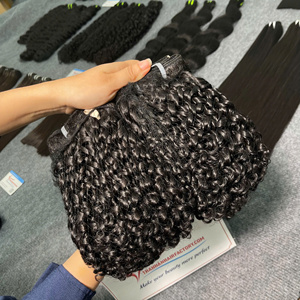 Cheveux humains vietnamiens 100% naturels, tendance, bouclés en forme de pixie, tissage de haute qualité, super brillants, très uniques, en stock - Product Image 3