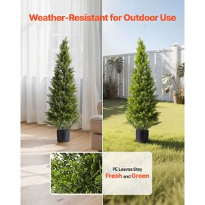 Set di 2 Alberi di Cedro Artificiali da 48 Pollici, Cespugli di Pino Finti di Facile Montaggio, Alberi in Seta Sintetica dall'Aspetto Realistico per Decorazioni Frontali - Product Image 3