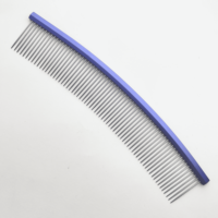 Peigne de toilettage pour animaux de compagnie Eversharp en acier inoxydable incurvé pour chiens et chats 230 mm Violet Éliminateur de poils