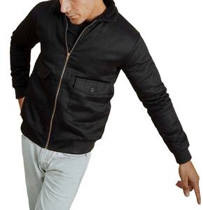 OEM New Arrival Men's Bomber <b>Jackets</b> Lightweight Polyester Fabric Durable Solid Black Color Rib Neck Street Style Bomber <b>Jackets</b> - Product Image 2