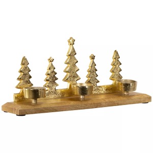 Golden Handmade Eco-Friendly Durable <b>Christmas</b> <b>Tree</b> <b>Candle</b> Stand with 5 Tealight Holders Aluminum Base Home Decoration - Product Image 4