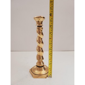 Luxurious Crafted Brass Candlestick Holder Twisted Design Hexagonal Base Durable Metal Home Decoration - Product Image 2