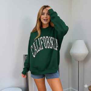 <b>Top</b> Quality Heavyweight Autumn/Winter Custom Printed Polyester/Cotton Oversized Mock Neck Sweatshirt for Women`s - Product Image 4