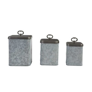 Fresh Trending Set of 3 Canister Sugar Tea Coffee Storage Box Container For Kitchen Tabletop <b>Decorative</b> Canister Set With <b>Lid</b> - Product Image 1