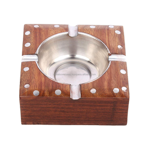 Cenicero de Cigarrillos y Cigarros de Madera Natural con Diseño Moderno, Cuenco Metálico Profundo, Universal, Marca Internacional, Precio al por Mayor, Calidad Lujosa - Product Image 5