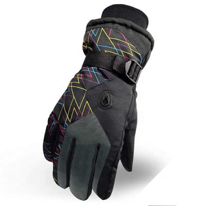 Ski <b>Gloves</b> Full Finger Black Red Plaid Polyester <b>Thermal</b> Insulated Hook And Loop Closure Unisex Winter Outdoor - Product Image 5