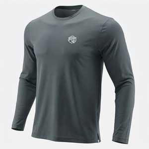 Camiseta de Manga Larga Lisa Personalizada para Hombre, Ropa Masculina al por Mayor, Camiseta de Cuello Redondo de Alta Calidad - Product Image 1