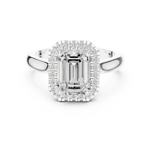 Anillos Clásicos de Compromiso, Boda y Aniversario con Halo, Diamante Cultivado en Laboratorio de Corte Esmeralda de 2 CT E VS1, Anillo de Oro Sólido de 14K - Product Image 6