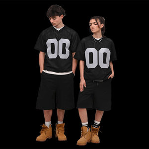 Camisetas Boxy con Logotipo Serigrafiado, Color Negro, Estilo Vintage para Exteriores, Jersey de Fútbol Americano de Malla para Hombre - Product Image 5