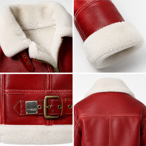 Women's Premium Cowhide <b>Leather</b> B-3 Heavy <b>Winter</b> Aviator Bomber <b>Jacket</b> with Faux Fur Lining - Product Image 4