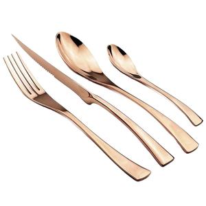 Juego de Cubiertos de Acero Inoxidable Ecológico de Lujo Moderno en Oro Rosa para Bodas y Cenas - Product Image 1