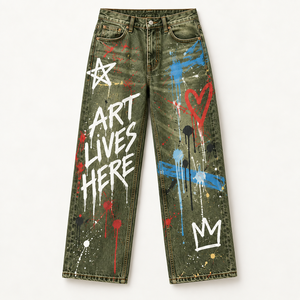 Jeans en denim baggy personnalisés pour hommes, streetwear, qualité supérieure, pantalons imprimés, fournisseur en gros OEM ODM - Product Image 4