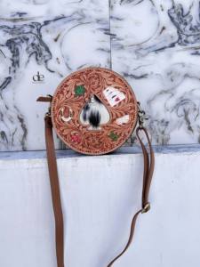 Nuevo Bolso Redondo de Cuero con Diseño Artesanal, Estilo Bohemio, de Piel de Vaca, Hecho a Mano, Estilo Occidental, Multiusos - Product Image 5