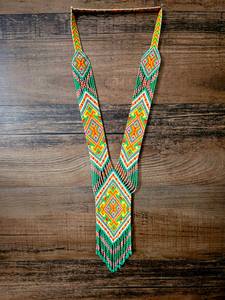 Ensemble collier et boucles d'oreilles faits main en perles de rocaille, style vintage unique : Ensemble Bohème Jardin Tropical avec boucles d'oreilles, idéal pour offrir, Noël - Product Image 4