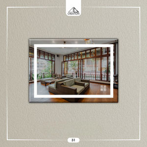 Mejora tu espacio con un espejo LED decorativo de pared sin marco con iluminación frontal, interruptor táctil, ecológico y ligero. - Product Image 5