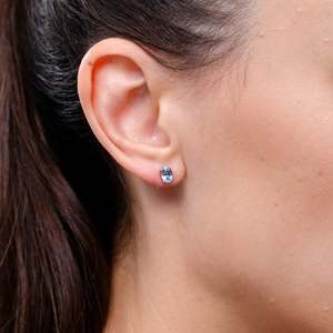 Natural Blue Aquamarine <b>Stud</b> <b>Earrings</b> Oval Cut White Gold Solitaire <b>Earrings</b> March Birthstone <b>Fine</b> Jewelry for Women - Product Image 2