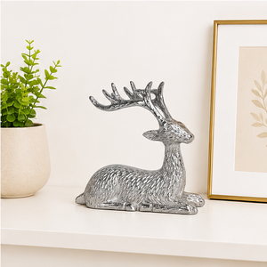 Elegant Metal Reindeer Sculpture Polished Silver Deer Figurine For Winter Festive Christmas Decorations Luxury <b>Hand</b>-<b>Cast</b> Animals - Product Image 4