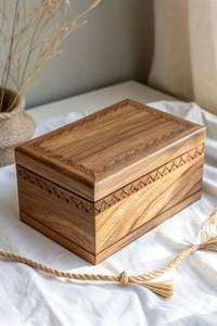 Caja de almacenamiento rectangular de madera hecha a mano, estilo rústico de un solo nivel, para artículos diversos, caja organizadora tipo gabinete - Product Image 1