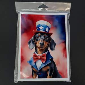 Dachshund Patriotic American Whimsical A7 Blank Note Cards Pack of 8 with <b>Envelopes</b> <b>5x7</b> Size Greeting Cards - Product Image 3