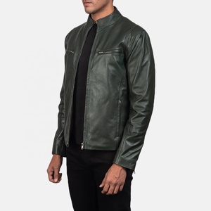 OEM Customized <b>Men's</b> Winter Leather <b>Jackets</b> <b>Long</b> Sleeves with Stand Collar Cow Skin Front Two Zipper Style <b>jacket</b> for <b>men</b> - Product Image 3