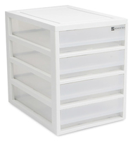 Meuble de rangement de bureau empilable à 4 niveaux en plastique transparent A4, moderne et compact, fabriqué en Corée, prêt à l'emploi pour la maison et le bureau