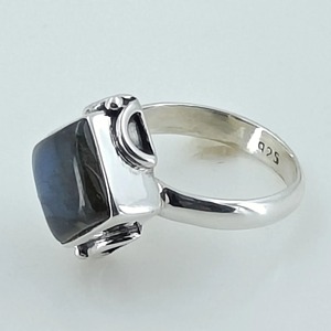 Labradorite Natural Grey <b>Cushion</b> <b>Ring</b> 925 Sterling Silver Handmade Boho Statement Promise <b>Ring</b> for <b>Wedding</b> Party Anniversary - Product Image 1