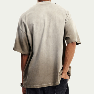 เสื้อยืดวินเทจทรงยาวแบบฟอกสี ขายส่งสำหรับผู้ชาย ผ้าฝ้าย 100% สวมใส่สบาย ทรงโอเวอร์ไซส์ คอกลม ระบายอากาศได้ดี แห้งเร็ว ปรับแต่งได้ - Product Image 2