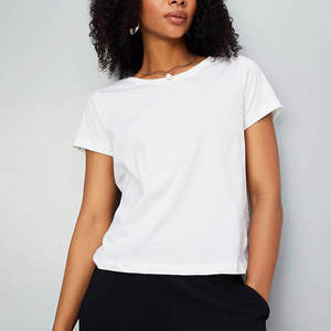 Custom Women's Drop Shoulder Casual 210g Heavyweight Blank Cotton Quick Dry Anti-Pilling Breathable <b>Crop</b> <b>Top</b> T-Shirt Wholesale - Product Image 1