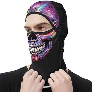American Flag Skull Balaclava Face <b>Cover</b> Full <b>Head</b> Protection Outdoor Unisex Adult Size 56-58CM Polyester Windproof Mask - Product Image 5