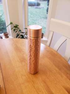 Hand Hammered <b>Copper</b> Drinking Water Bottle With <b>Copper</b> <b>Screw</b> Cap Artisan Metal Bottle For Wellness Travel Home Office Use - Product Image 6