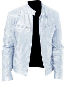 Chaqueta de cuero para hombre, estilo bomber, para motociclista, de cuero sintético, informal, holgada, para hombre - Product Image 2