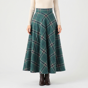 Jupe longue en laine à carreaux taille haute pour femme, jupe longue en flanelle d'hiver longueur cheville, jupes longues de haute qualité pour femmes - Product Image 1