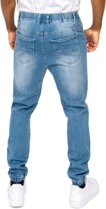 Men's Slim Fit Stonewashed Denim Jeans Mid Waist Solid <b>Color</b> Casual Cotton Straight Leg Autumn Style - Product Image 5