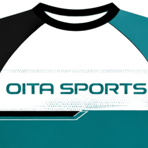 Maillot de sport raglan bleu sarcelle et noir à manches courtes, col rond, respirant, pour entraînement athlétique, uniforme d'équipe, maillot de performance - Product Image 4