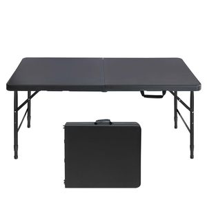 Tavolo Pieghevole Portatile Nero da 120 cm per Interni ed Esterni con Capacità di Carico Massima di 135 kg per Campeggio - Product Image 1