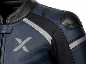 Combinaison de moto en cuir pleine fleur de vachette X Top Grain |   Noir Bleu |   Logo X |   Fabricant OEM ODM |   Qualité de conception haut de gamme | - Product Image 4