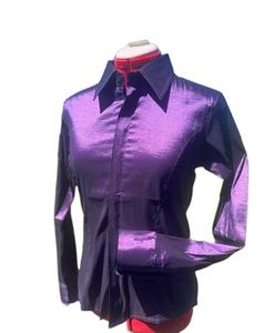 Camisa hecha a mano de Cowgirl Western Show en tela de tafetán elástico púrpura - Product Image 2