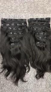 Doble dibujado 150g Raw vietnamita Color negro Remy grado recto Clip-en extensiones de cabello humano directo de fábrica al por mayor - Product Image 4