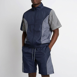 Breathable Nylon Hooded Collar Personalized Logo Summer Casual Windbreaker Shorts Set Full Zip-<b>Up</b> Two Piece Men's - Product Image 4