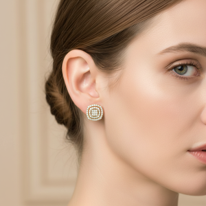 10K Gold Round Cut Natural Diamond Cluster Stud <b>Earrings</b> | 0.45 TCW Screw <b>Back</b> <b>Earrings</b> GH Color I Clarity | Fine Jewelry Gift - Product Image 3