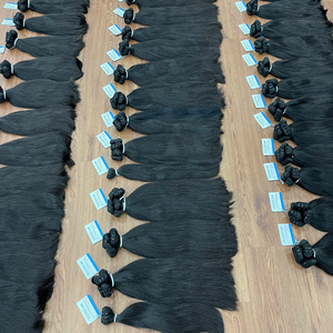 Extensions de cheveux naturels bruts de qualité supérieure, 100% cheveux humains, noir naturel, soyeux et lisses, double épaisseur, pointes épaisses - Product Image 4