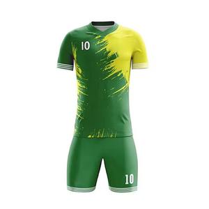 Uniforme de Fútbol Profesional Verde y Amarillo, Manga Corta, Transpirable, de Secado Rápido, Impresión Serigráfica, Poliéster/Algodón, Personalizado para Equipo - Product Image 2