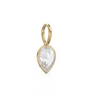 Colgante de Cuarzo Blanco en Oro Amarillo Sólido de 14k con Engaste para Joyería / Piedra de Nacimiento de Abril / Gema Blanca de 7mm / Cristal de Roca - Product Image 5