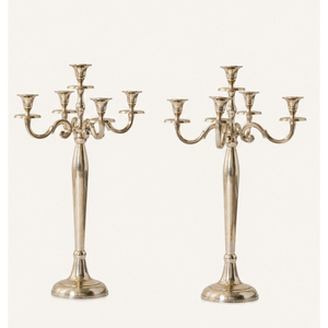 Candelabro de metal elegante de 5 brazos, plateado, de aluminio, para centros de mesa de boda, decoración de fiestas, venta al por mayor. - Product Image 5