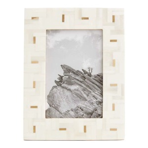 Luxury Handmade <b>White</b> Bone Inlay <b>Photo</b> <b>Frame</b> Geometric Mosaic Decorative Lightweight for Tabletop Display Home Office - Product Image 3