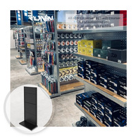 Rak Display Pegboard Logam Industri Tugas Berat Kustom Taiwan untuk Toko Eceran Ikan, Dilapisi Bubuk Hitam/Putih, Mudah Dipasang