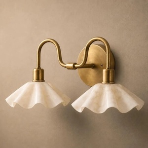 Modern Brass Wall Sconce With Flower Shade Indoor Bathroom Lighting Fixture - Product Image 4