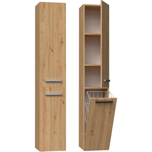 Armoire de salle de bain en teck massif avec rangement dissimulé pour la buanderie - Product Image 1